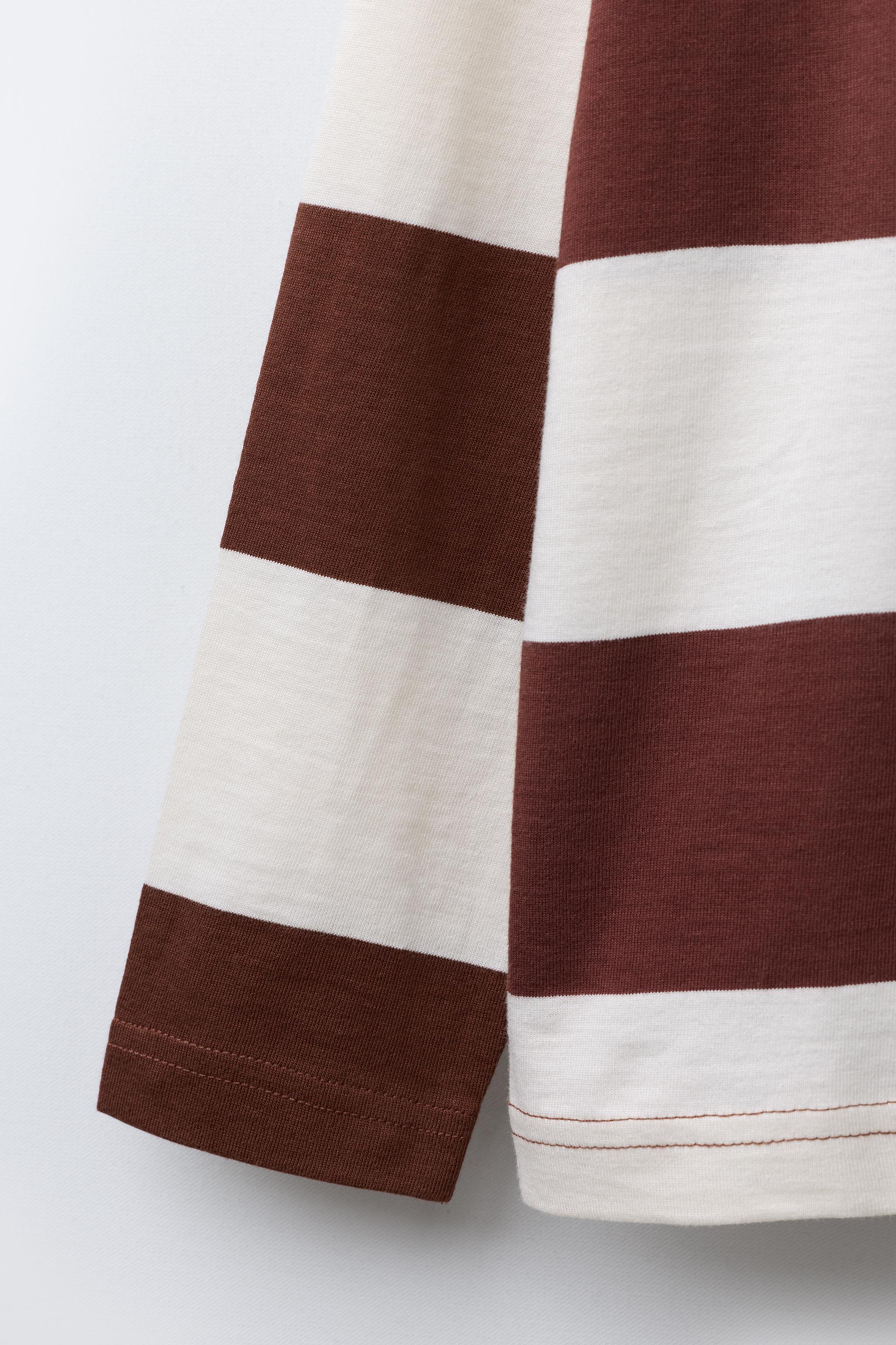 STRIPED EMBROIDERED TEXT T-SHIRT